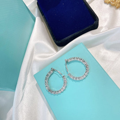 [Ornora Jewelry]SILVER DIAMOND HOOP EARRINGS