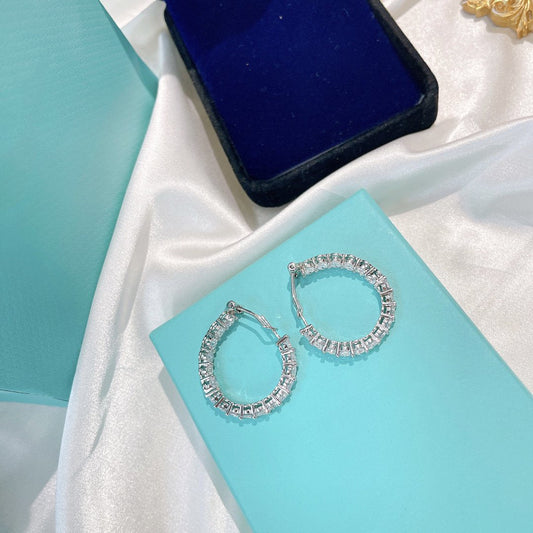 [Ornora Jewelry]SILVER DIAMOND HOOP EARRINGS