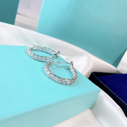 [Ornora Jewelry]SILVER DIAMOND HOOP EARRINGS