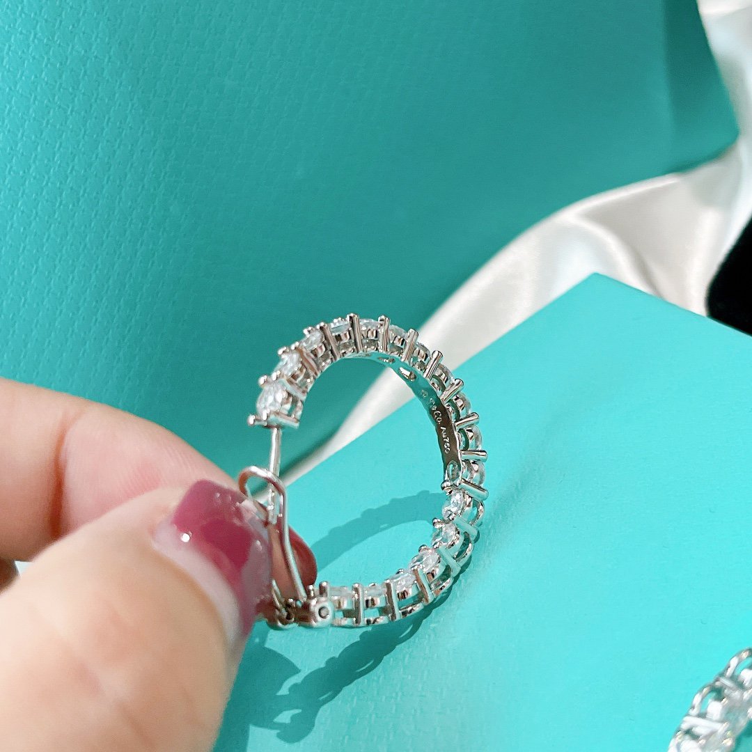 [Ornora Jewelry]SILVER DIAMOND HOOP EARRINGS