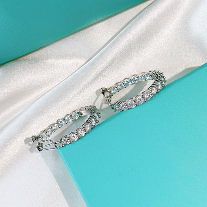 [Ornora Jewelry]SILVER DIAMOND HOOP EARRINGS