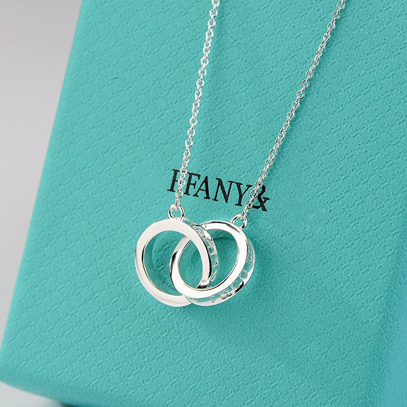 [Ornora Jewelry]NECKLACE FEMALE DOUBLE RING DOUBLE CIRCLE COUPLE PENDANT