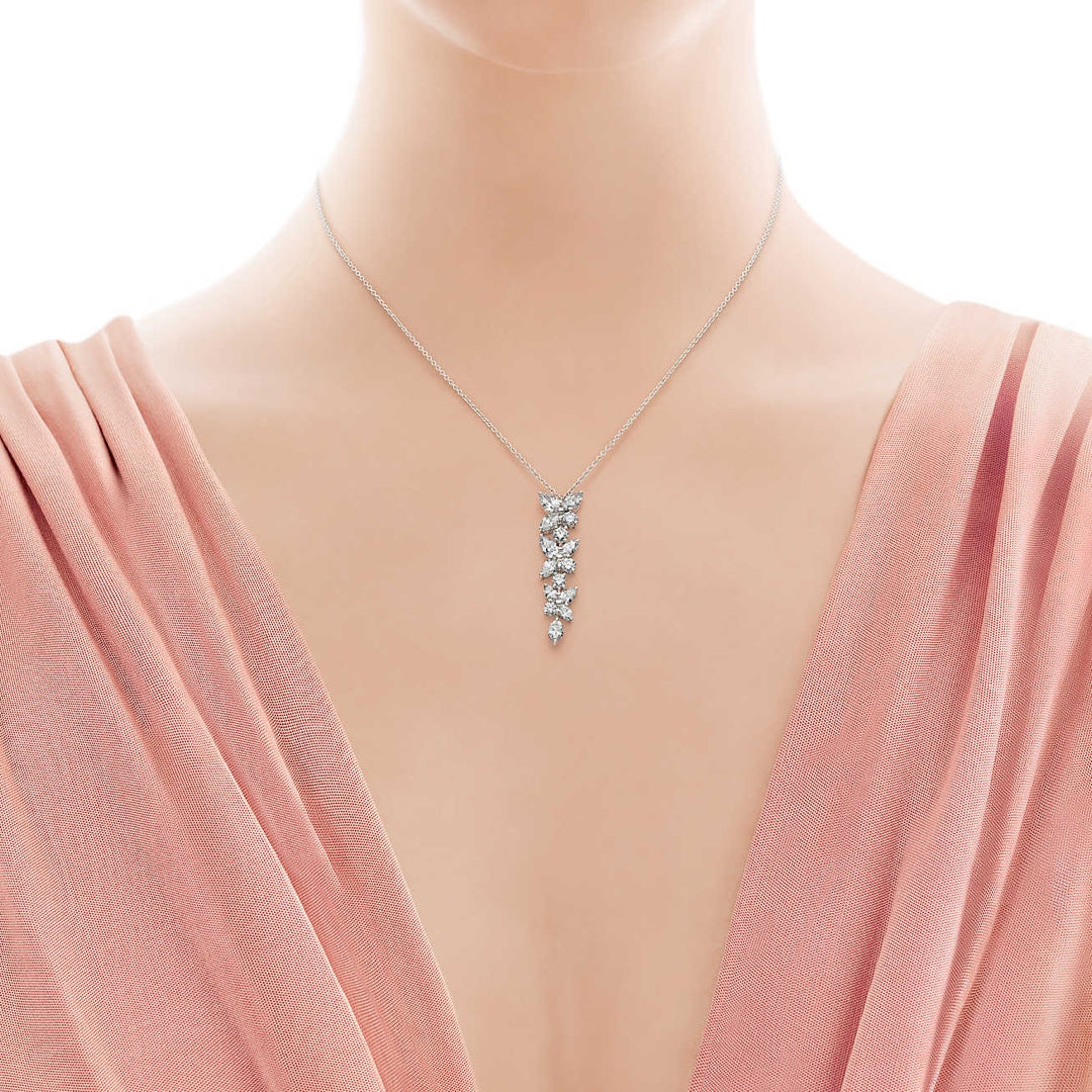[Ornora Jewelry]MIXED CLUSTER DIAMOND DROP PENDANT