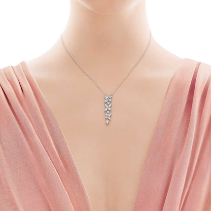 [Ornora Jewelry]MIXED CLUSTER DIAMOND DROP PENDANT