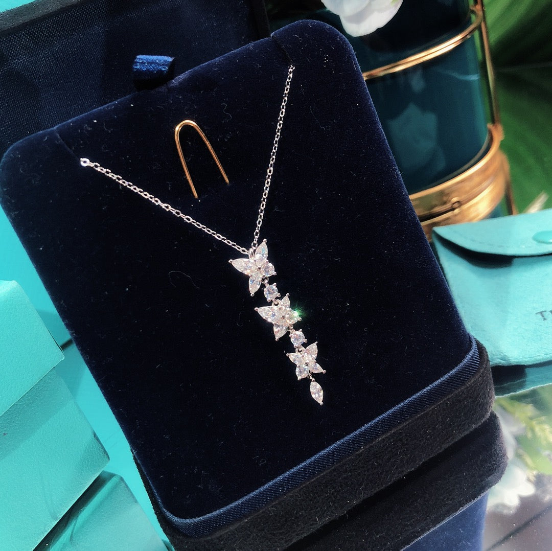 [Ornora Jewelry]MIXED CLUSTER DIAMOND DROP PENDANT