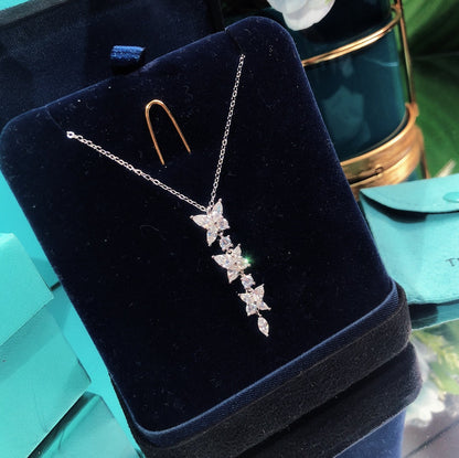 [Ornora Jewelry]MIXED CLUSTER DIAMOND DROP PENDANT