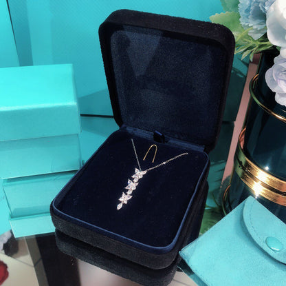 [Ornora Jewelry]MIXED CLUSTER DIAMOND DROP PENDANT