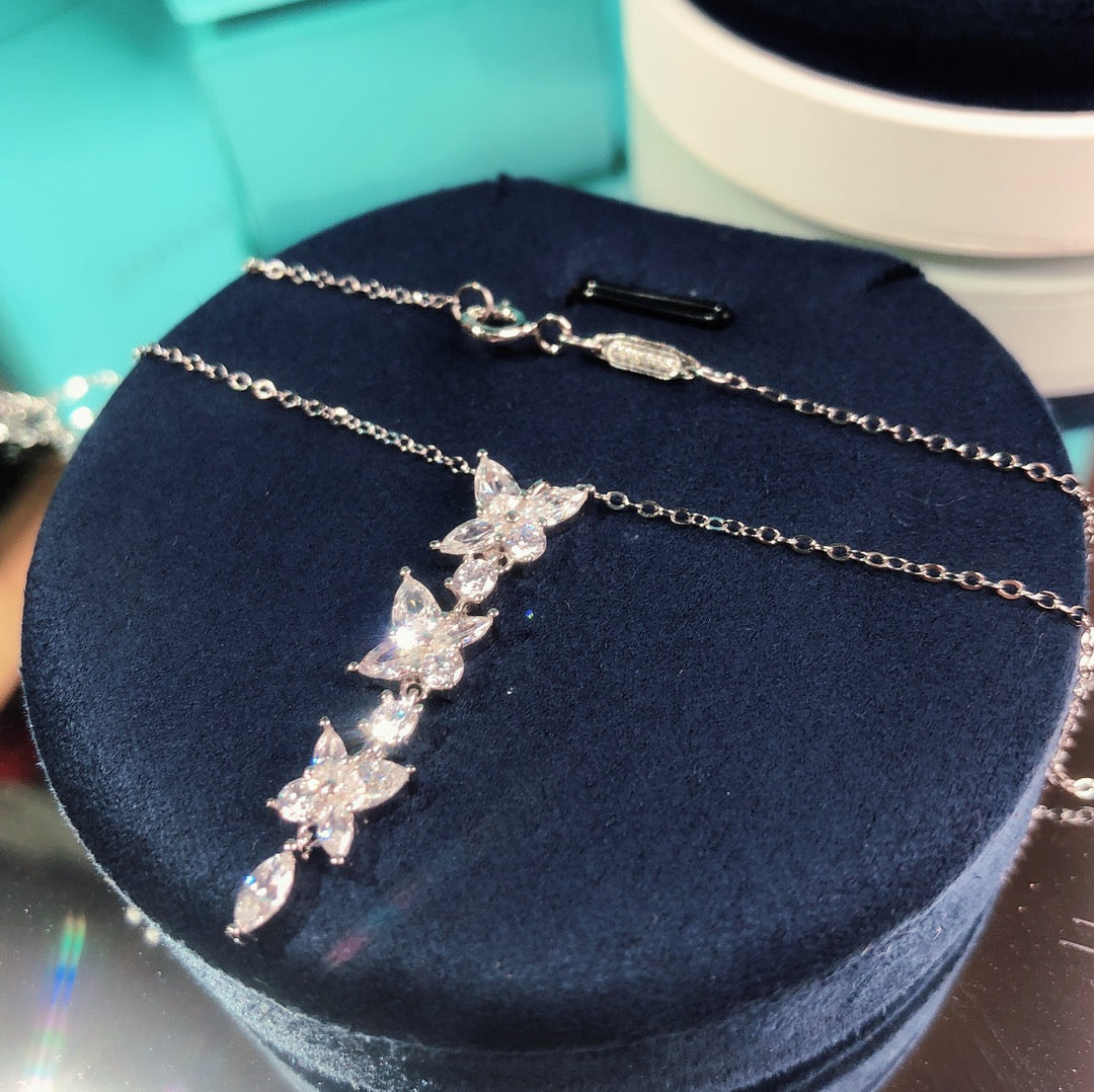 [Ornora Jewelry]MIXED CLUSTER DIAMOND DROP PENDANT