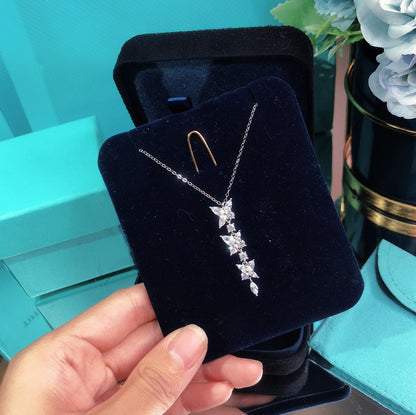 [Ornora Jewelry]MIXED CLUSTER DIAMOND DROP PENDANT