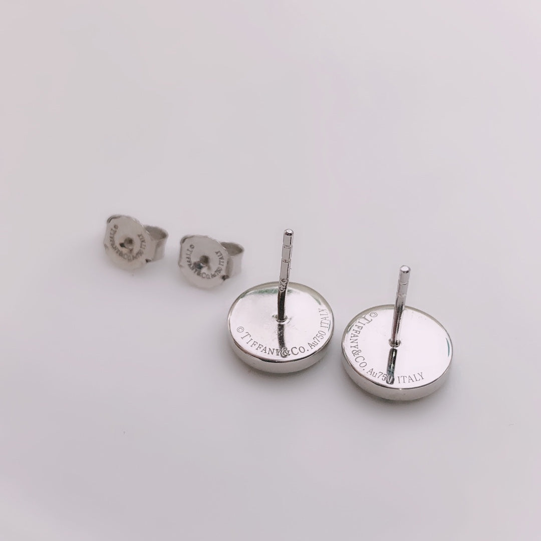 [Ornora Jewelry]TURQUOISE CIRCLE WHITE GOLD EARRINGS