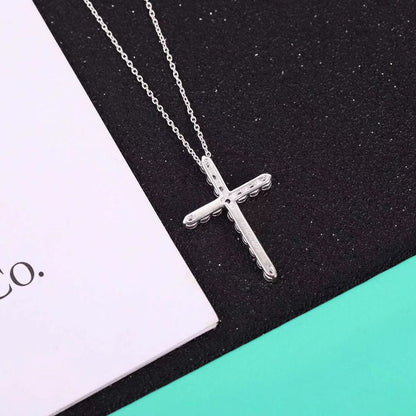 [Ornora Jewelry]MOISSANITE STONE CROSS PENDANT NECKLACE SIMULATED DIAMOND CROSS CHOKER