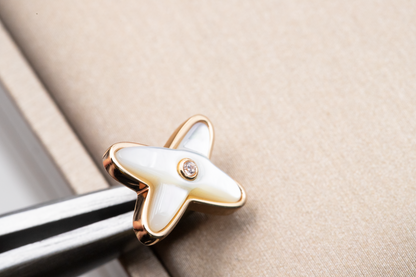 [Ornora Jewelry]JEUX DE WHITE MOP ROSE GOLD DIAMOND EARRINGS