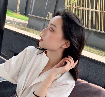 [Ornora Jewelry]JEUX DE WHITE MOP ROSE GOLD DIAMOND EARRINGS