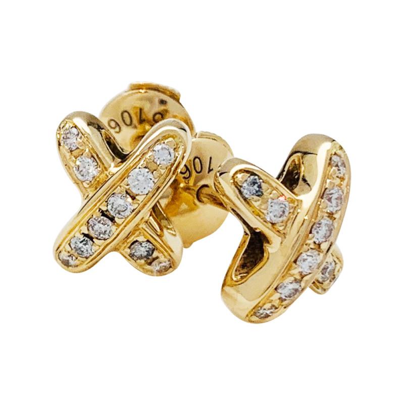 [OrnoraJewelry]JEUX DE GOLD DIAMOND EARRINGS