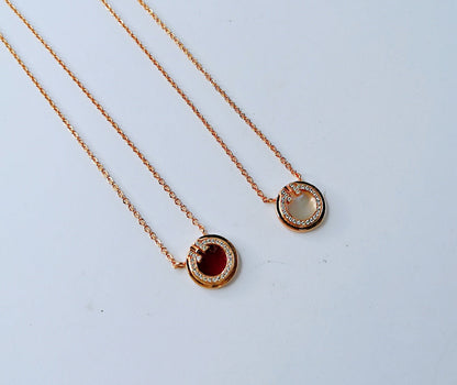 [Ornora Jewelry]DIAMOND AND MOTHER PEARL CIRCLE NECKLACE PENDANT