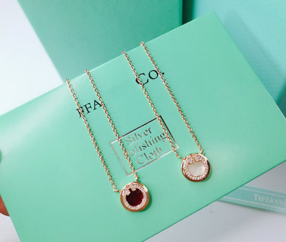 [Ornora Jewelry]DIAMOND AND MOTHER PEARL CIRCLE NECKLACE PENDANT