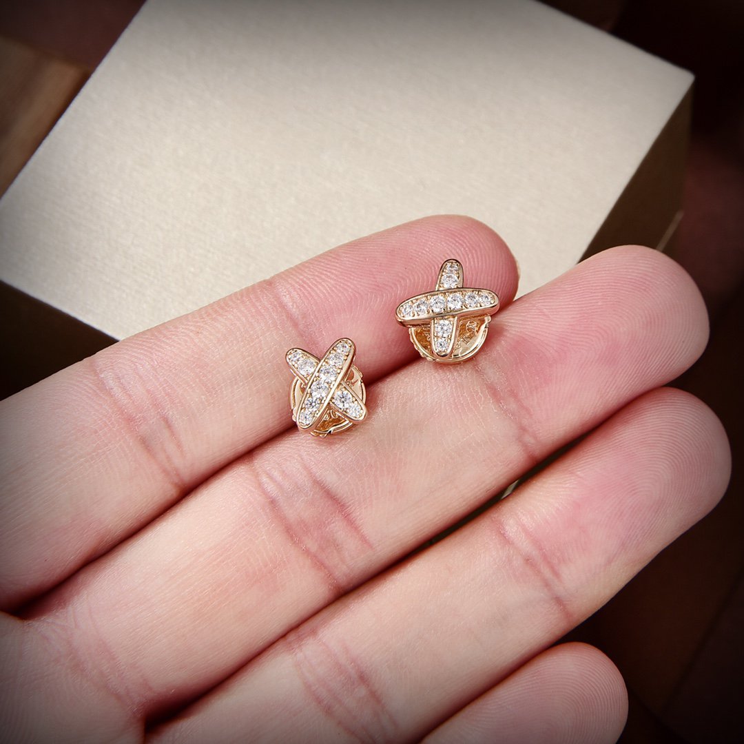 [OrnoraJewelry]JEUX DE GOLD DIAMOND EARRINGS