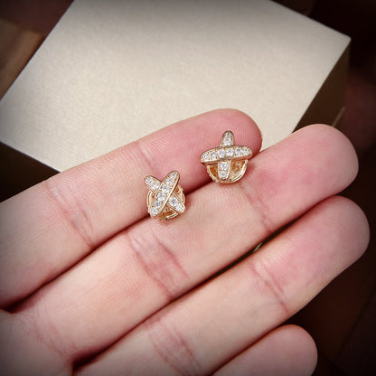 [OrnoraJewelry]JEUX DE GOLD DIAMOND EARRINGS