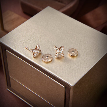 [OrnoraJewelry]JEUX DE GOLD DIAMOND EARRINGS