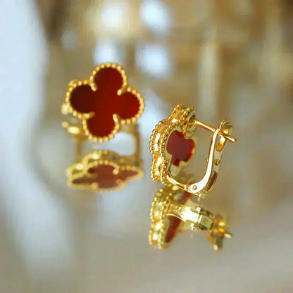 [OrnoraJewelry]CLOVER MEDIUM 1 MOTIFS CARNELIAN  EARRINGS