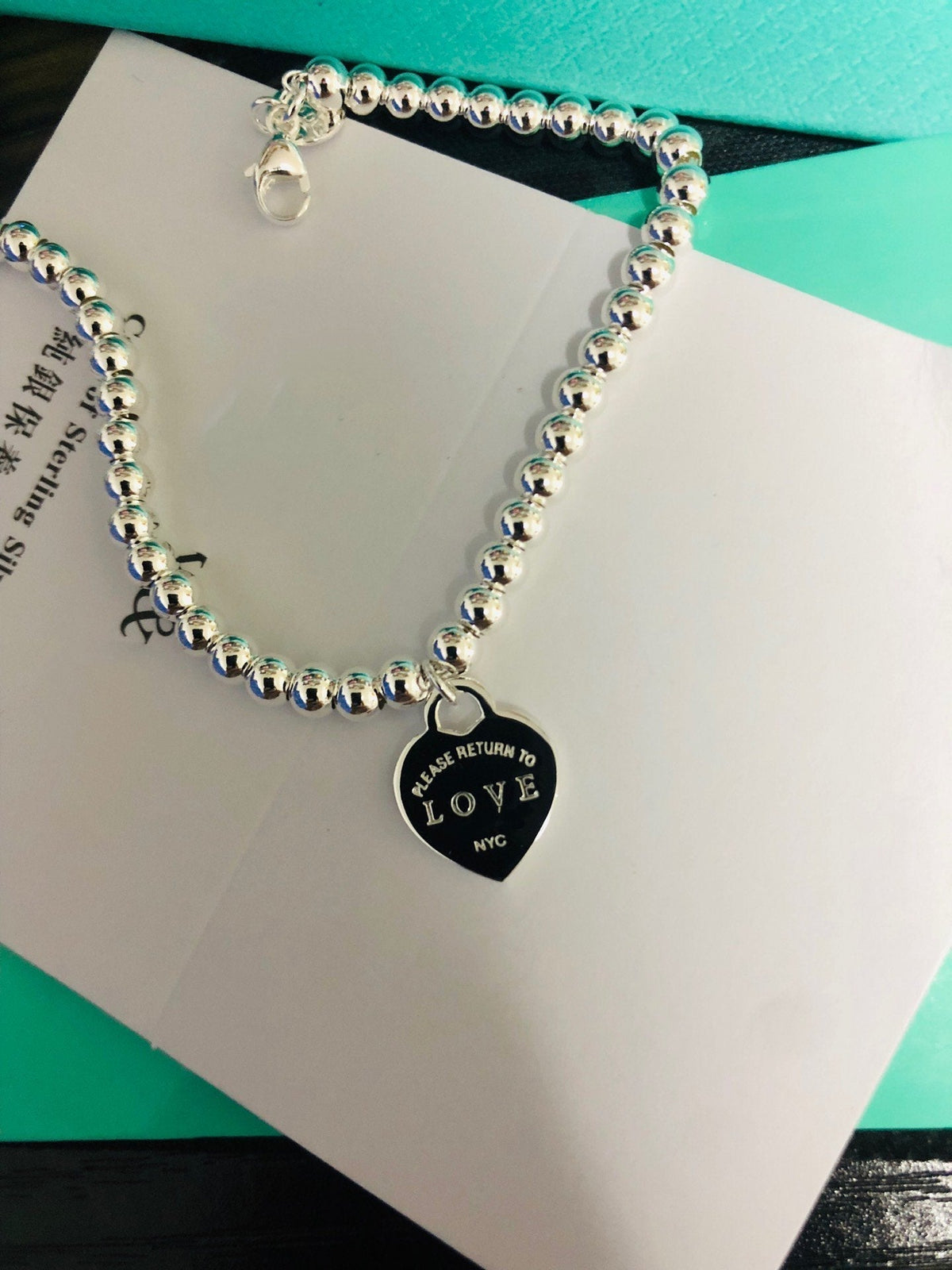 [Ornora Jewelry]LOVE TIFFANY RED HEART TAG BEAD BRACELET