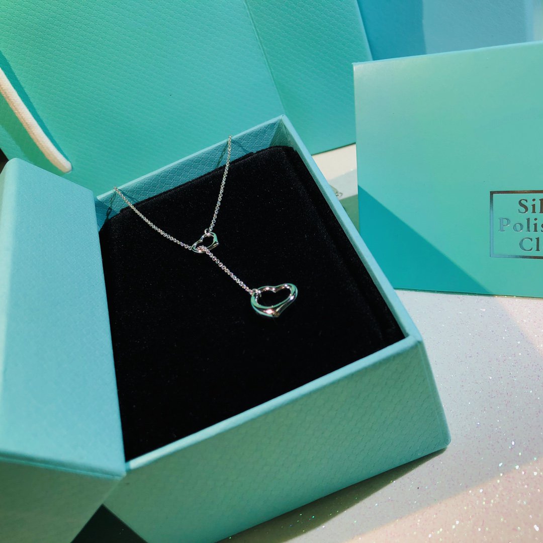[Ornora Jewelry]OPEN HEART LARIAT NECKLACE SILVER