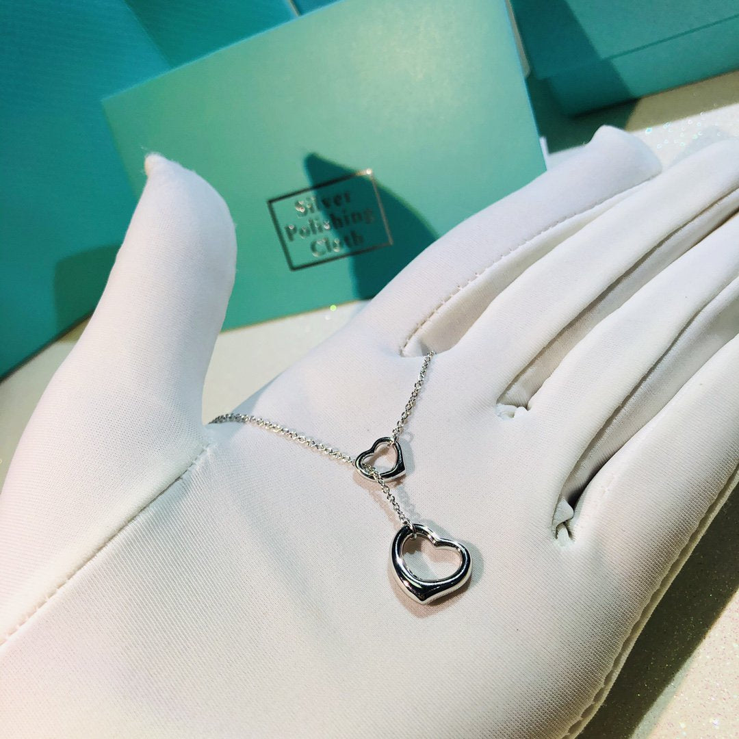 [Ornora Jewelry]OPEN HEART LARIAT NECKLACE SILVER