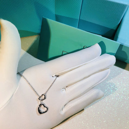 [Ornora Jewelry]OPEN HEART LARIAT NECKLACE SILVER