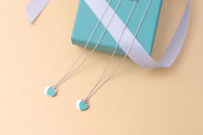 [Ornora Jewelry]DOUBLE HEART TAG PENDANT SILVER MINI NECKLACE