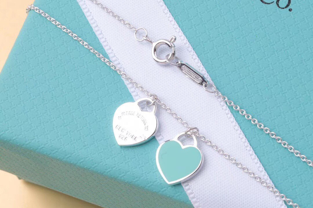 [Ornora Jewelry]DOUBLE HEART TAG PENDANT SILVER MINI NECKLACE