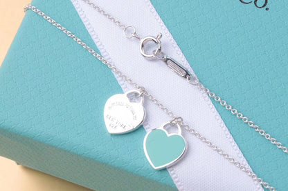 [Ornora Jewelry]DOUBLE HEART TAG PENDANT SILVER MINI NECKLACE