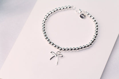 [Ornora Jewelry]STERLING SILVER BOW BEAD BRACELET