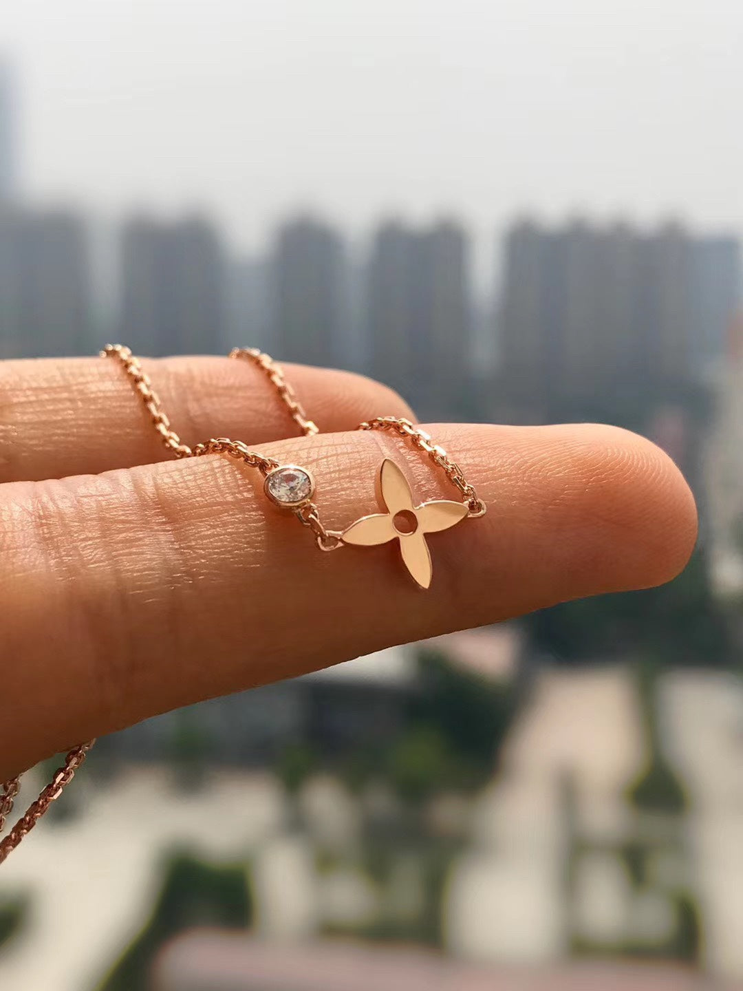 [OrnoraJewelry]BLOSSOM PENDANT PINK GOLD AND DIAMOND