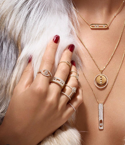 [OrnoraJewelry]LUCKY MOVE PM NECKLACE PINK GOLD DIAMOND