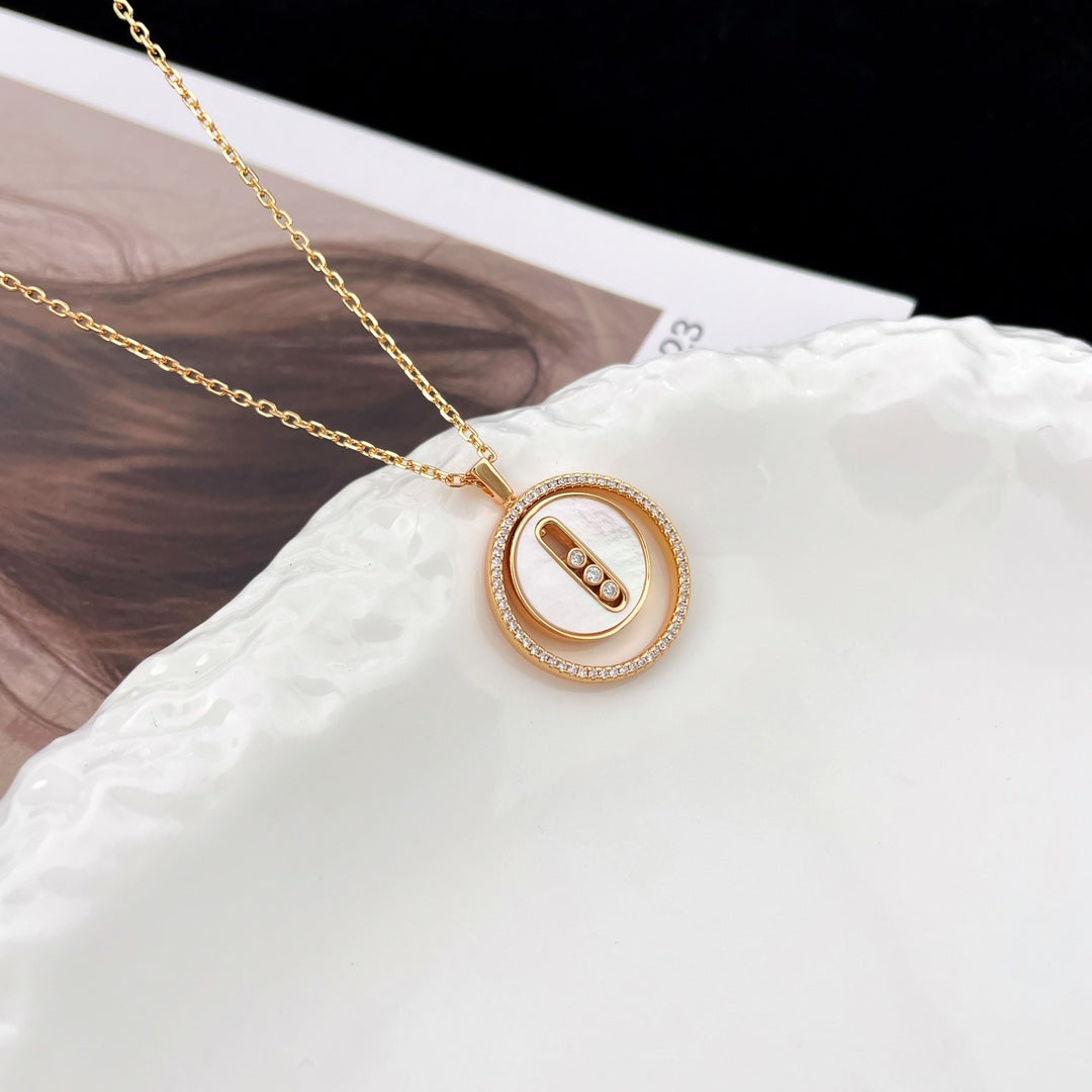 [OrnoraJewelry]LUCKY MOVE MM NACRE BLANCHE DIAMOND NECKLACE