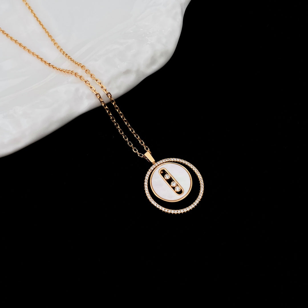 [OrnoraJewelry]LUCKY MOVE MM NACRE BLANCHE DIAMOND NECKLACE