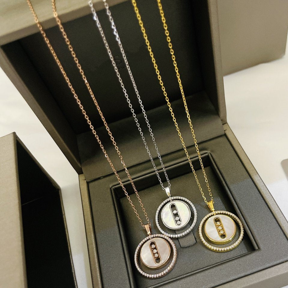 [OrnoraJewelry]LUCKY MOVE MM NACRE BLANCHE DIAMOND NECKLACE