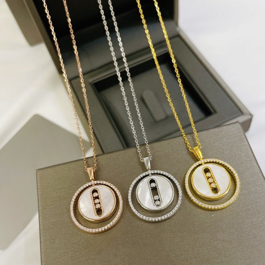 [OrnoraJewelry]LUCKY MOVE MM NACRE BLANCHE DIAMOND NECKLACE