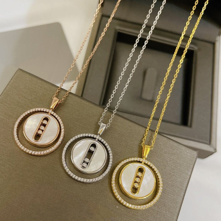 [OrnoraJewelry]LUCKY MOVE MM NACRE BLANCHE DIAMOND NECKLACE
