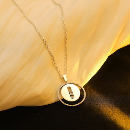 [OrnoraJewelry]LUCKY MOVE MM SILVER DIAMOND NECKLACE