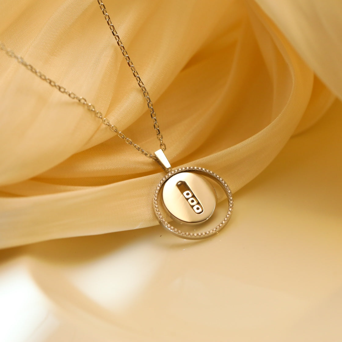 [OrnoraJewelry]LUCKY MOVE MM SILVER DIAMOND NECKLACE