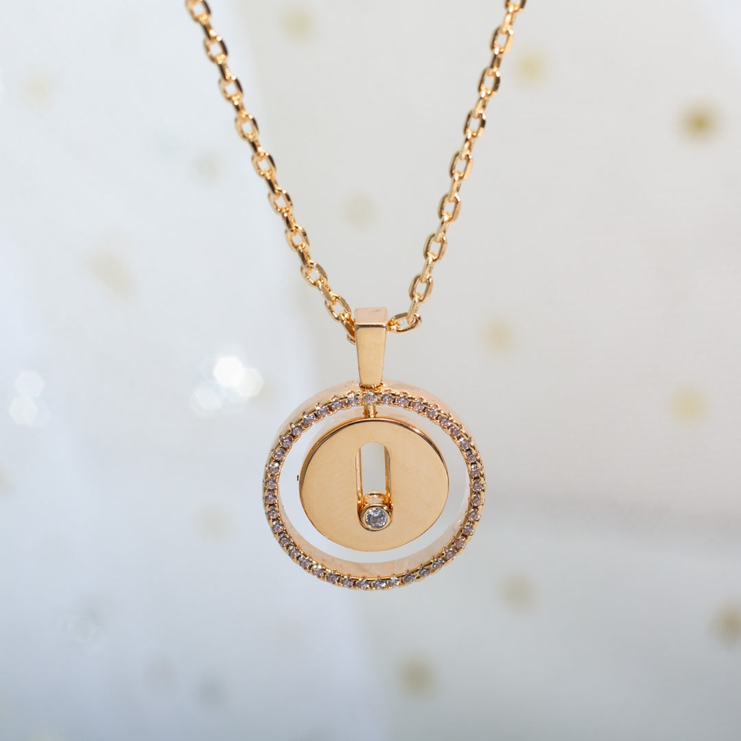 [OrnoraJewelry]LUCKY MOVE PM NECKLACE PINK GOLD DIAMOND
