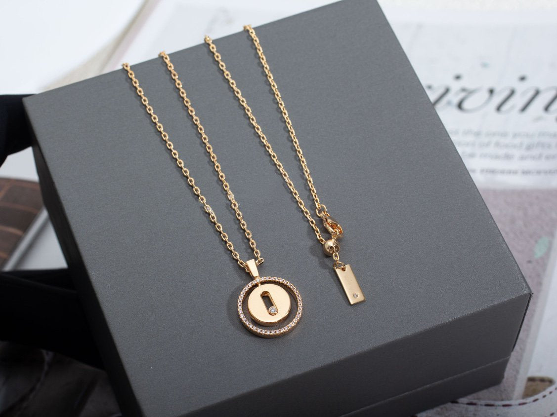 [OrnoraJewelry]LUCKY MOVE PM NECKLACE PINK GOLD DIAMOND