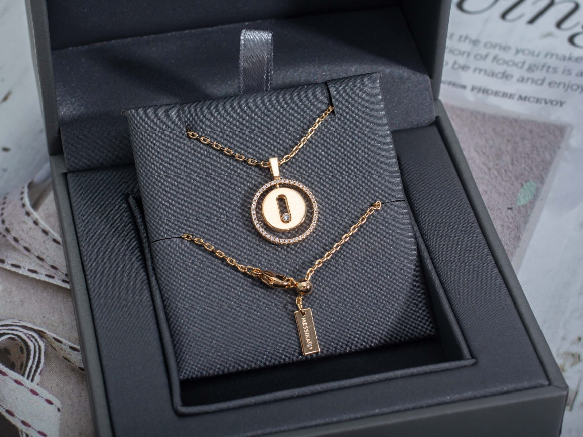 [OrnoraJewelry]LUCKY MOVE PM NECKLACE PINK GOLD DIAMOND