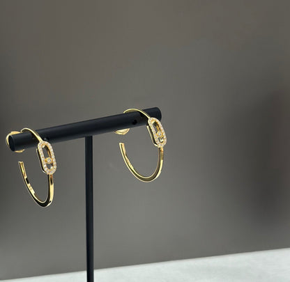 [OrnoraJewelry]CREOLES MOVE UNO PM DIAMOND EARRINGS