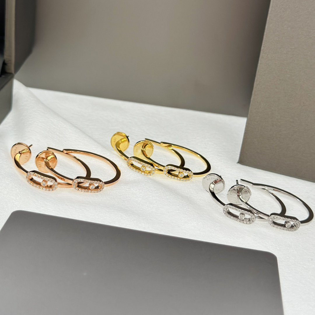 [OrnoraJewelry]CREOLES MOVE UNO PM DIAMOND EARRINGS