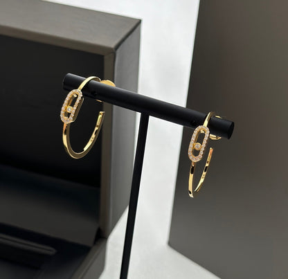 [OrnoraJewelry]CREOLES MOVE UNO PM DIAMOND EARRINGS