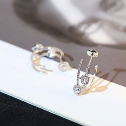 [OrnoraJewelry]CREOLES MY TWIN 2 RANGS SILVER DIAMOND EARRINGS