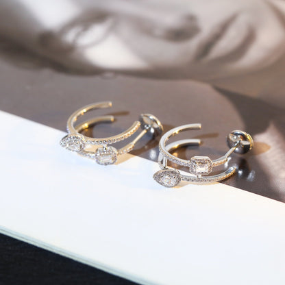 [OrnoraJewelry]CREOLES MY TWIN 2 RANGS SILVER DIAMOND EARRINGS
