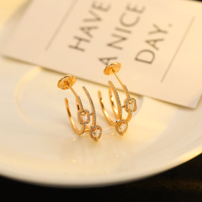 [OrnoraJewelry]CREOLES MY TWIN 2 RANGS SILVER DIAMOND EARRINGS